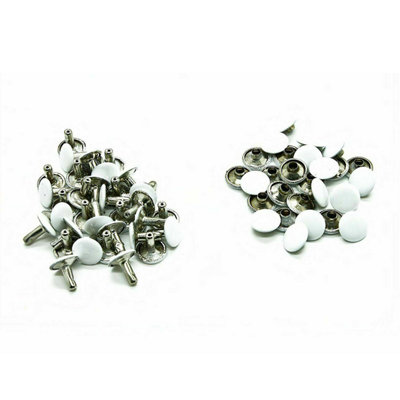 100pcs White Double Cap Tubular Rivets for DIY Crafts, Sewing, 10mm