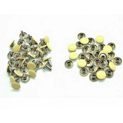 100pcs Yellow Double Cap Tubular Rivets for DIY Crafts, Sewing, 10mm