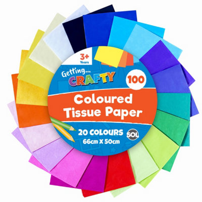 100pk Coloured Tissue Paper For Wrapping Gifts