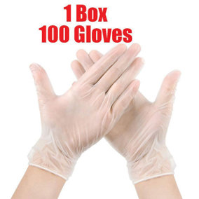 100pk Plastic Disposable Clear Gloves X-Large - Kitchen Cooking Catering