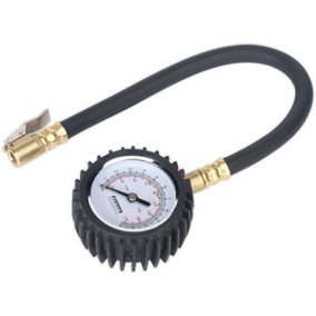 100psi Premium Tyre Pressure Gauge with Clip-On Connector - Rubber Bumper Reader
