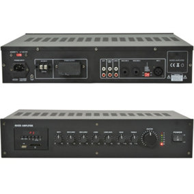 100V 120W Mixer Amplifier 8Ohm Speaker Splitter Rack Mount USB RCA PA Channel