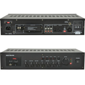 100V 240W 4 Zone Mixer Amplifier 8Ohm Speaker Splitter Rack Mount USB FM Tuner