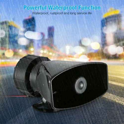 100W 12V car siren horn, 7-tone sound with built-in mic, PA speaker ...