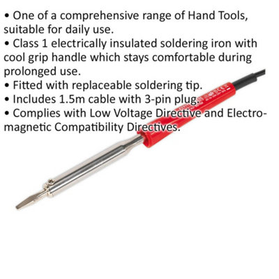 100W / 230V Electric Soldering Iron - Insulated Cool Grip For Prolonged Use