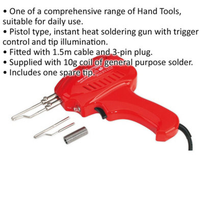 100W / 230V Electric Soldering Iron - TRIGGER INSTANT HEAT Pistol Grip PCB Board