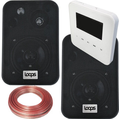 100W Bluetooth Wall Mounted Amplifier & 2x 70W Black Wall Speakers System