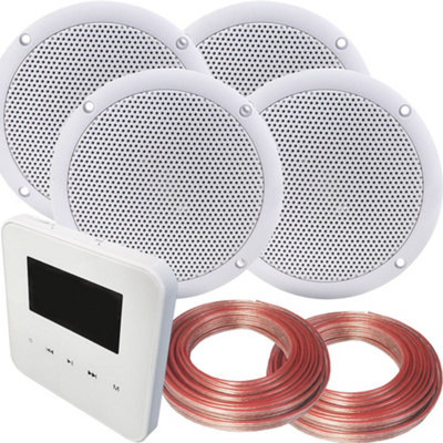 100W Bluetooth Wall Mounted Amplifier & 4x 80W Stereo Ceiling Speaker Kit