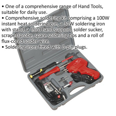 100W Electric Soldering Gun Kit - TRIGGER INSTANT HEAT Pistol Grip - Solder Iron