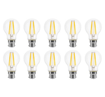 100w Equivalent LED Traditional Looking Filament Light Bulb A60 GLS B22 Bayonet 6.6w LED - Warm White - Pack of 10