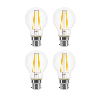 100w Equivalent LED Traditional Looking Filament Light Bulb A60 GLS B22 Bayonet 6.6w LED - Warm White - Pack of 4