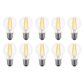 100w Equivalent LED Traditional Looking Filament Light Bulb A60 GLS E27 Screw 6.6w LED - Warm White - Pack of 10