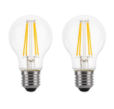 100w Equivalent LED Traditional Looking Filament Light Bulb A60 GLS E27 Screw 6.6w LED - Warm White - Pack of 2