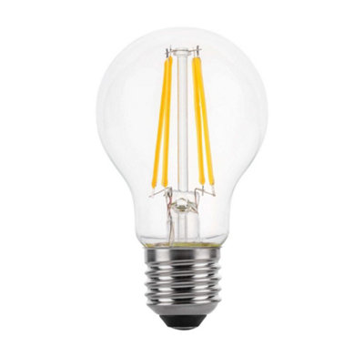 100w Equivalent LED Traditional Looking Filament Light Bulb A60 GLS E27 Screw 6.6w LED - Warm White - Pack of 2