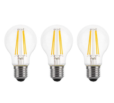 100w Equivalent LED Traditional Looking Filament Light Bulb A60 GLS E27 Screw 6.6w LED - Warm White - Pack of 3