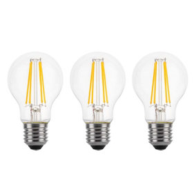 100w Equivalent LED Traditional Looking Filament Light Bulb A60 GLS E27 Screw 6.6w LED - Warm White - Pack of 3