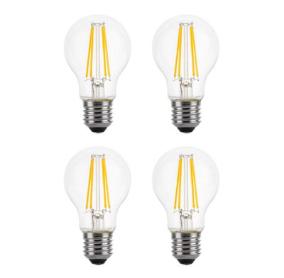 100w Equivalent LED Traditional Looking Filament Light Bulb A60 GLS E27 Screw 6.6w LED - Warm White - Pack of 4