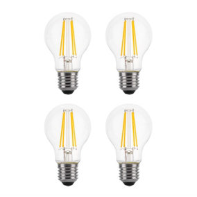100w Equivalent LED Traditional Looking Filament Light Bulb A60 GLS E27 Screw 6.6w LED - Warm White - Pack of 4