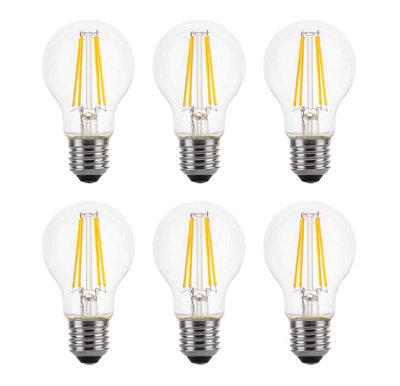 100w Equivalent LED Traditional Looking Filament Light Bulb A60 GLS E27 Screw 6.6w LED - Warm White - Pack of 6