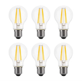 100w Equivalent LED Traditional Looking Filament Light Bulb A60 GLS E27 Screw 6.6w LED - Warm White - Pack of 6