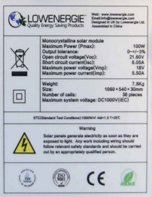 100w Monocrystalline Solar Panel Mono