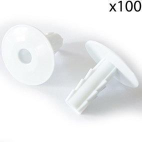 100x 8mm White Single Cable Bushes Feed Through Wall Cover Coaxial Hole Tidy Cap