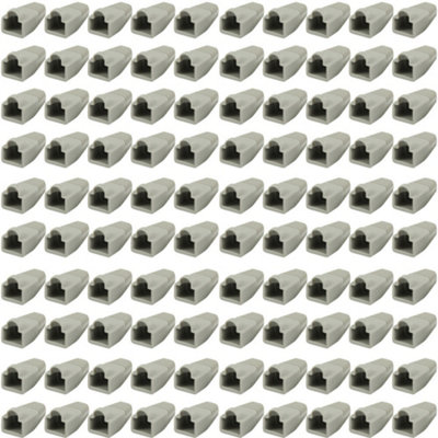 100x Grey RJ45 Strain Relief Network Cable CAT5/6 Connector Boot Cover Cap End