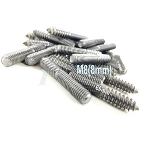 100x M8 60mm Wood to Metal Screws Furniture Dowels Double Ended Fixing Bolts Thread Screw Stud Hanger Bolt