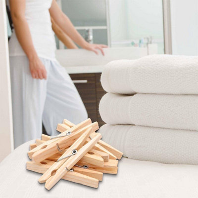 100x Multipurpose Strong Wooden Pegs Washing Lines Arts and Crafts ...