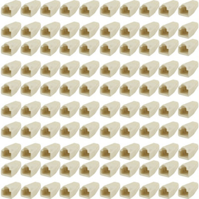 100x White RJ45 Strain Relief Network Cable CAT5/6 Connector Boot Cover Cap End