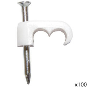 100x White Twin Shotgun Coaxial Cable Clips WF65 CT63 Dual Outdoor Sky Sat Wire
