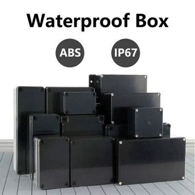 100x68x50mm Waterproof Junction Box ABS Electrical Enclosure Black ...
