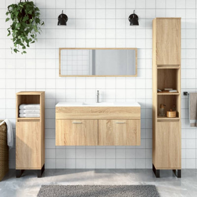 Berkfield Bathroom Cabinet With Mirror Sonoma Oak Engineered Wood from B&Q