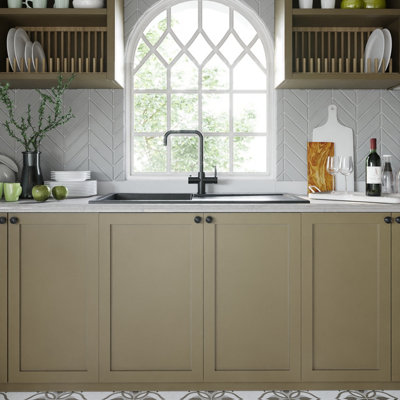 101cm Kitchen Single Bowl Composite Inset Sink, Overflow & Drainer ...