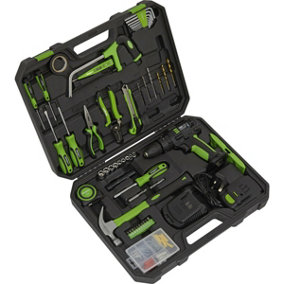 101pc Premium Tool Kit & Cordless Drill - Screwdriver Pliers Hacksaw Hex Keys