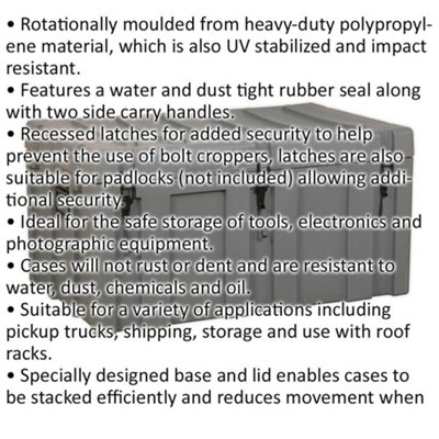 1020 x 620 x 510mm Outdoor Waterproof Storage Box - 237L Heavy Duty Cargo Case