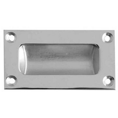 102mm Satin Chrome Flush Pulls for Sliding Doors and Drawers - Recessed Door Handle
