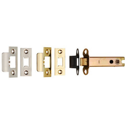 103.5mm Heavy Sprung Tubular Door Latch Square Strike Plate & Forend Brass