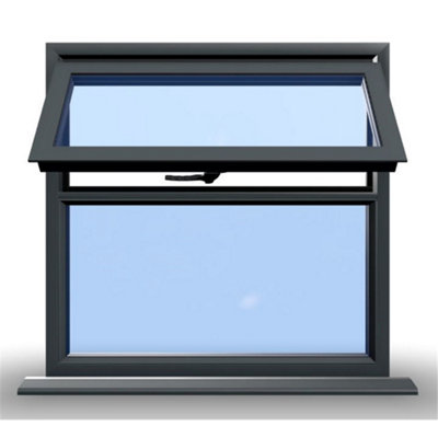 1045mm (W) x 1045mm (H) Aluminium Casement Window - 1 Top Opening Window - Anthracite Internal & External