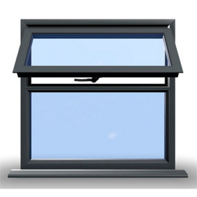1045mm (W) x 1045mm (H) Aluminium Casement Window - 1 Top Opening Window - Anthracite Internal & External