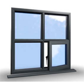 1045mm (W) x 1045mm (H) Aluminium Flush Casement Window - 1 Bottom Opening Window (Right) - Anthracite Internal & External