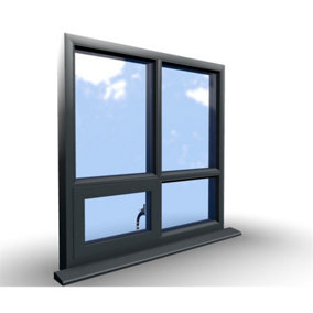 1045mm(W) x 1045mm(H) Aluminium Flush Casement Window - 1 Botttom Opening Window (Left) - Anthracite Internal & External