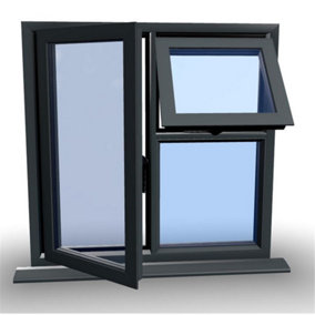 1045mm (W) x 1045mm (H) Aluminium Flush Casement Window - 1 Opening Window (LEFT) - Top Opening Window (RIGHT) - Anthracite