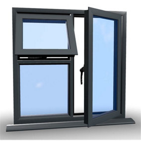 1045mm (W) x 1045mm (H) Aluminium Flush Casement Window - 1 Opening Window (RIGHT) - Top Opening Window (LEFT) - Anthracite
