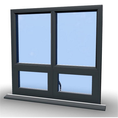1045mm (W) x 1045mm (H) Aluminium Flush Casement Window - 2 Bottom Opening Windows - Anthracite Internal & External - 7