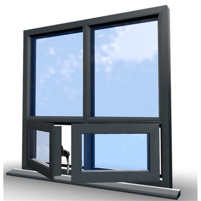1045mm (W) x 1045mm (H) Aluminium Flush Casement Window - 2 Bottom Opening Windows - Anthracite Internal & External - 8