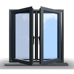 1045mm(W) x 1045mm(H) Aluminium Flush Casement Window - 2 Central Opening Windows - Anthracite Internal & External