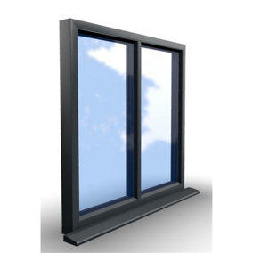 1045mm(W) x 1045mm(H) Aluminium Flush Casement Window - 2 V Panes(Non-Opening) - Anthracite Internal & External