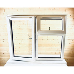 1045mm (W) x 1045mm (H) PVC u StormProof  Window - 1 Opening Window (LEFT) - Top Opening Window (RIGHT) - White