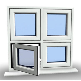 1045mm (W) x 1045mm (H) PVCu Flush Casement Window - 1 Bottom Opening (Left)  - White Internal & External